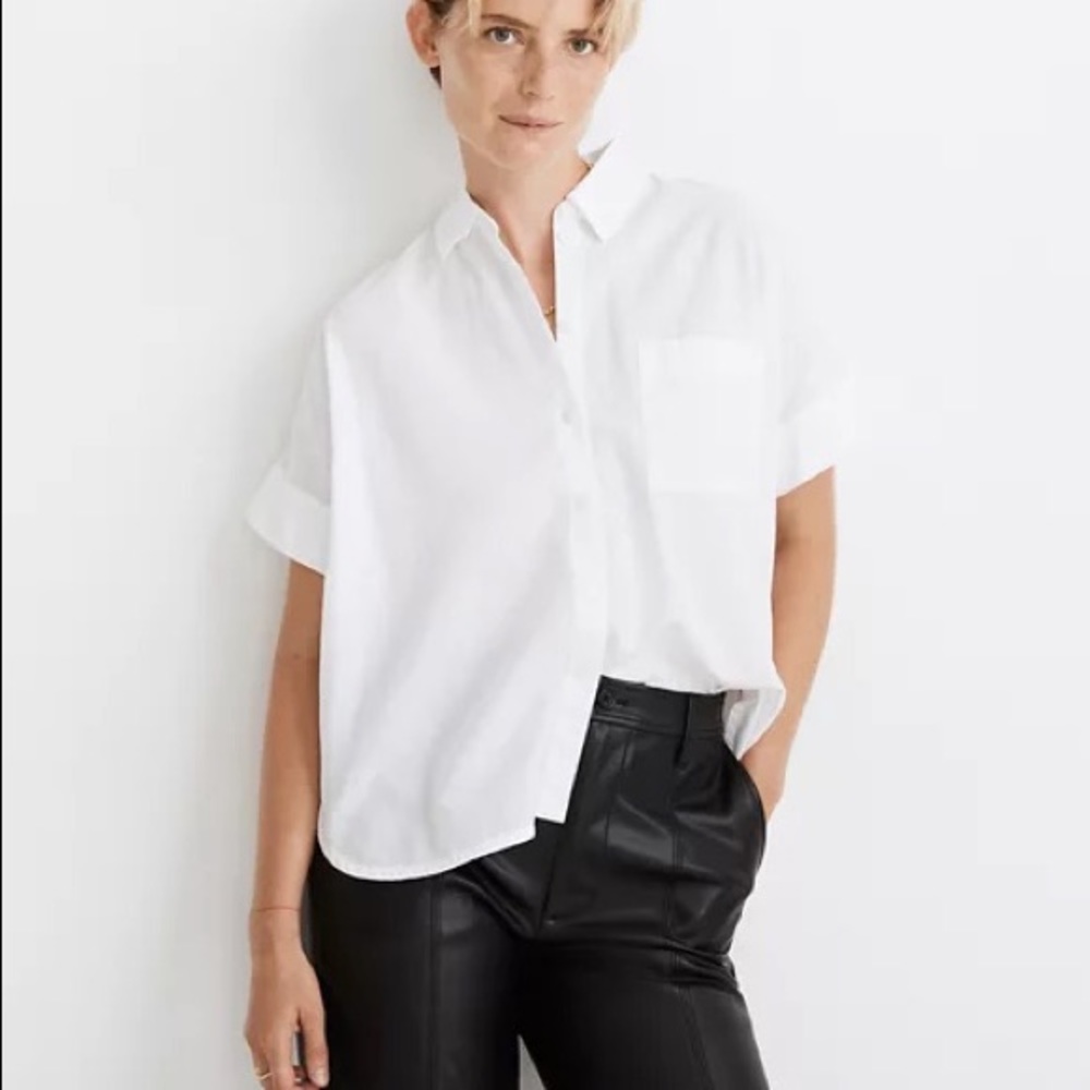 Madewell Linen Blend Daily Shirt in Eyelet White sz S